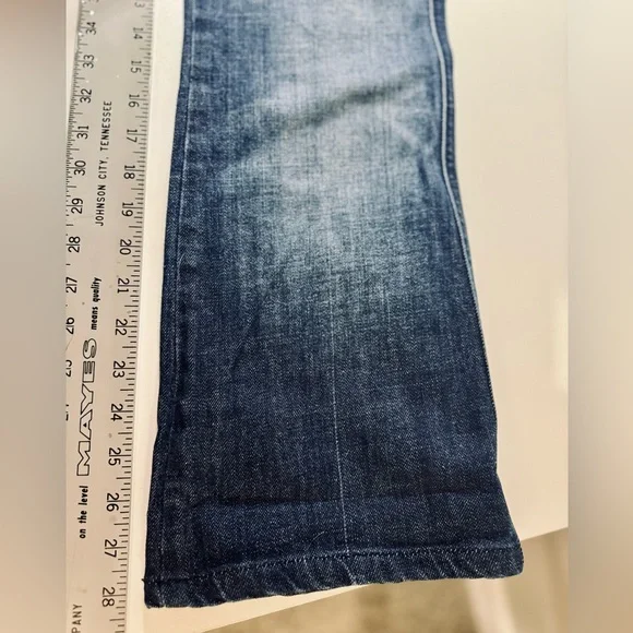 7 For All Mankind Jeans "A" Pocket Bootcut Dark Wash Denim Pink Stitch SZ 28 NEW - Picture 14 of 16